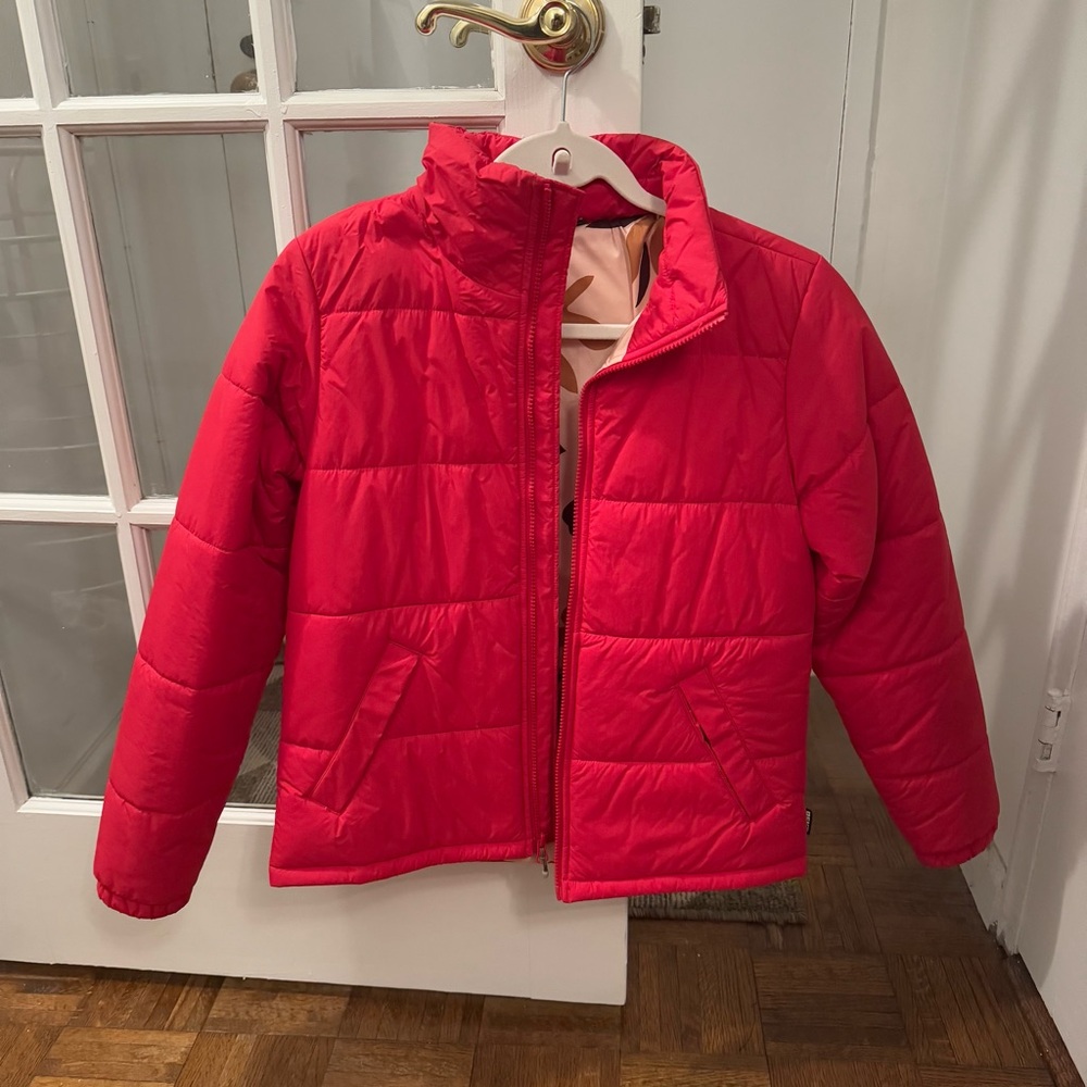 REI red puffer jacket